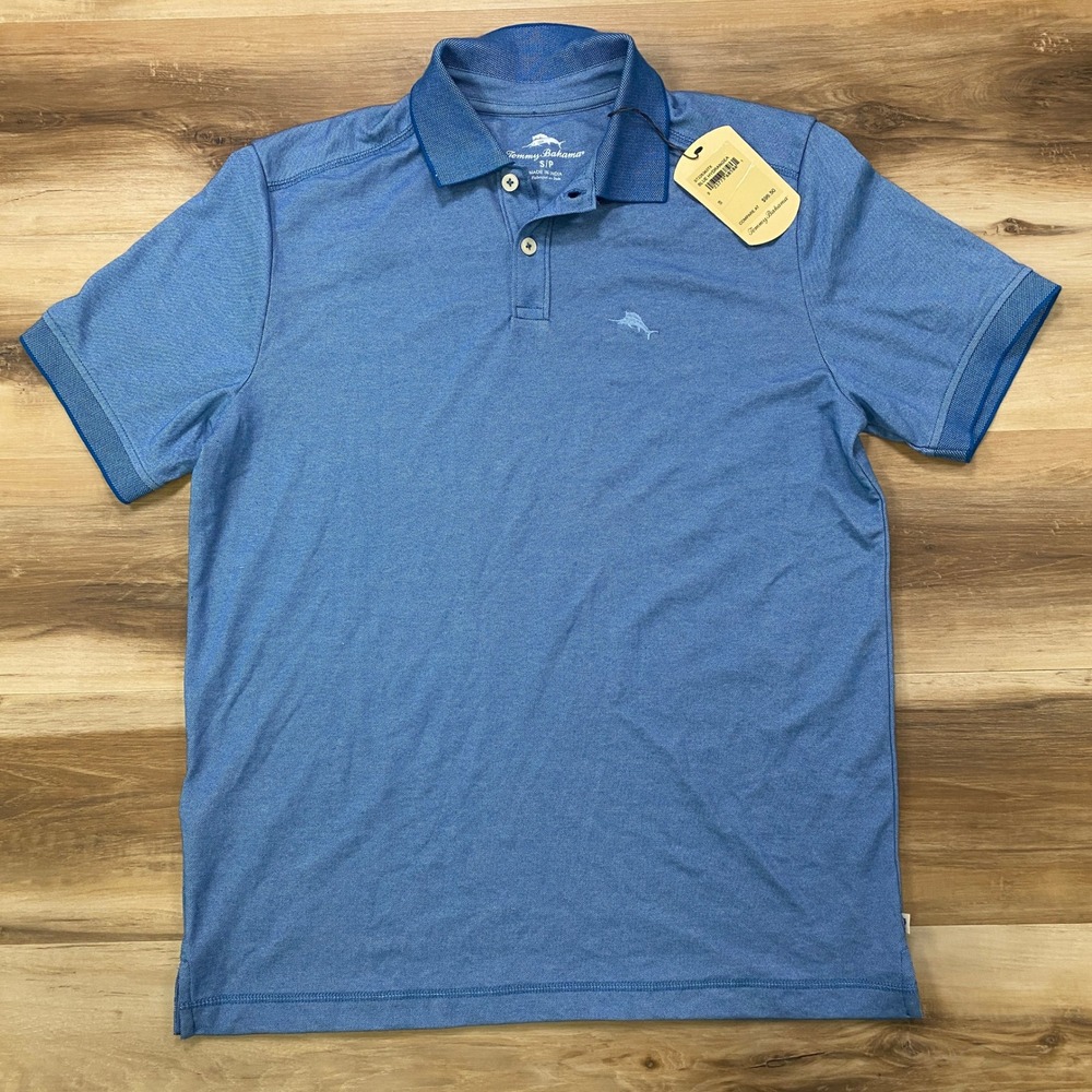 Tommy Bahama Polo Shirt Size S Blue Hydrangea Shoreline Surf